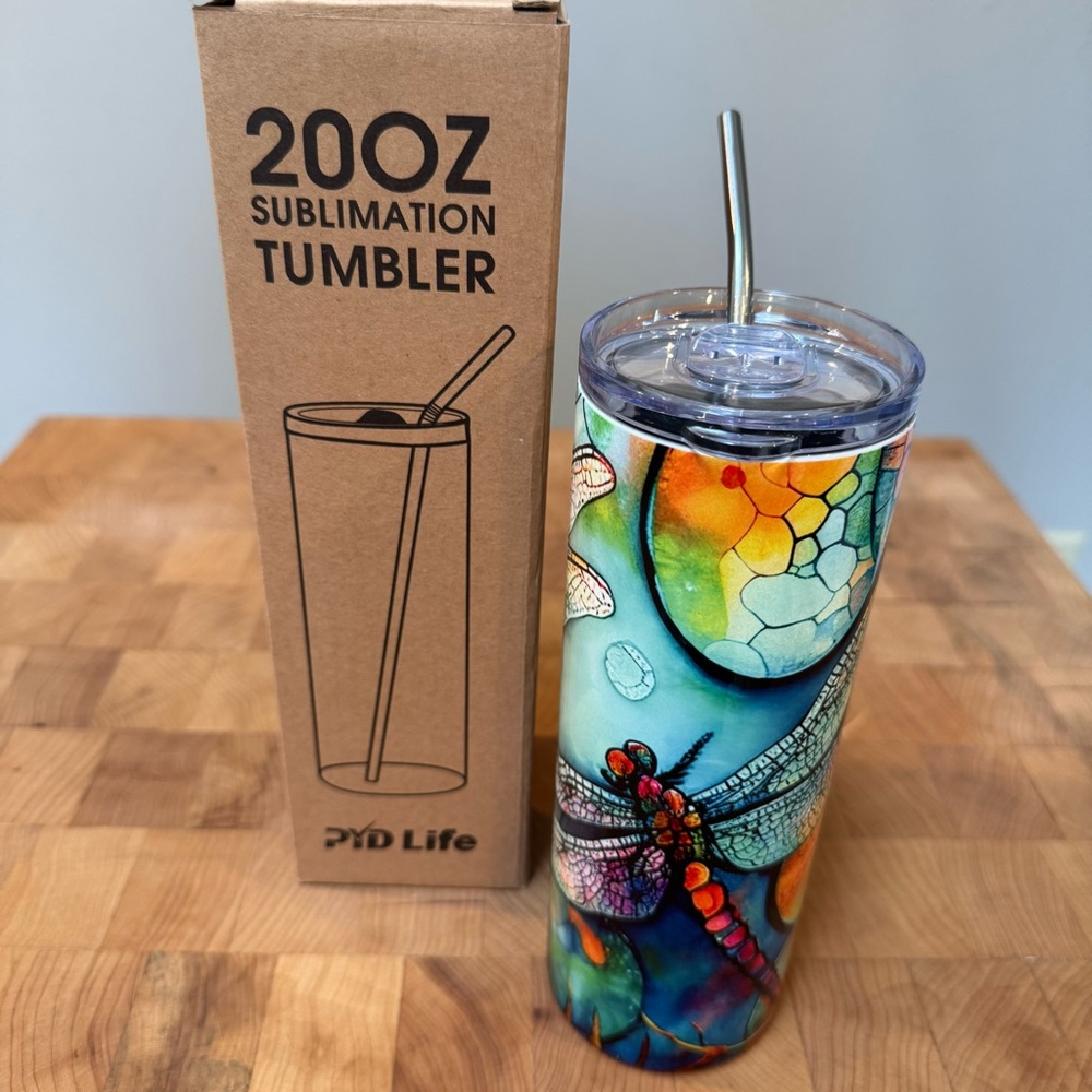 Vibrant Sublimated Dragonfly Tumbler by - 20oz